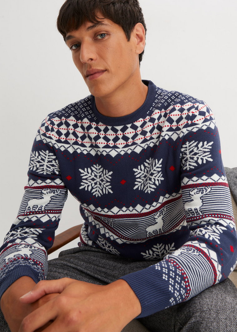 Sweter w norweski wzór, ze zrównoważonego materiału