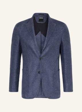 Zegna Marynarka Z Lnu Extra Slim Fit blau