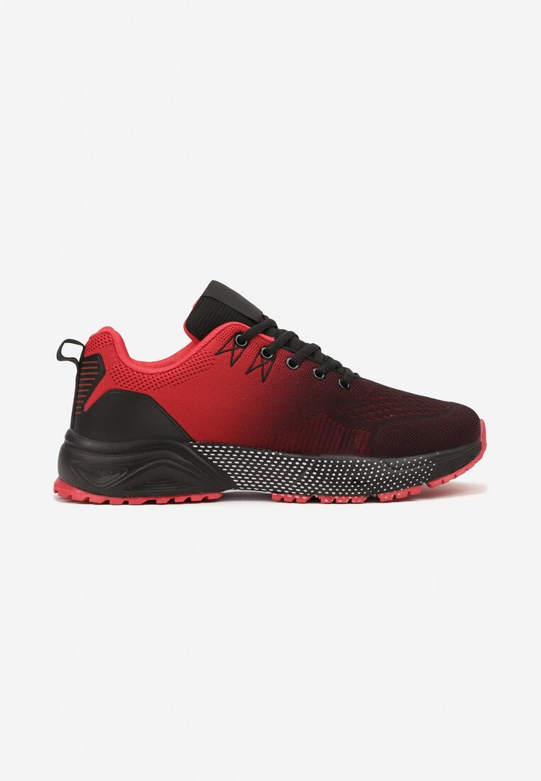 Czerwone Sneakersy Buty Sportowe Sznurowane z Efektem Ombre Riselle