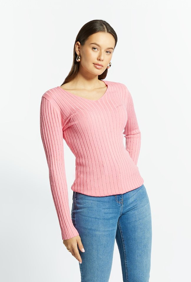 Prążkowany sweter damski