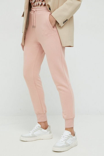 Woolrich spodnie dresowe damskie kolor różowy gładkie