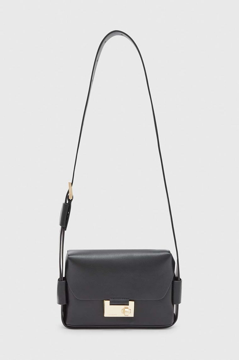 AllSaints torebka skórzana FRANKIE CROSSBODY kolor czarny WB572X