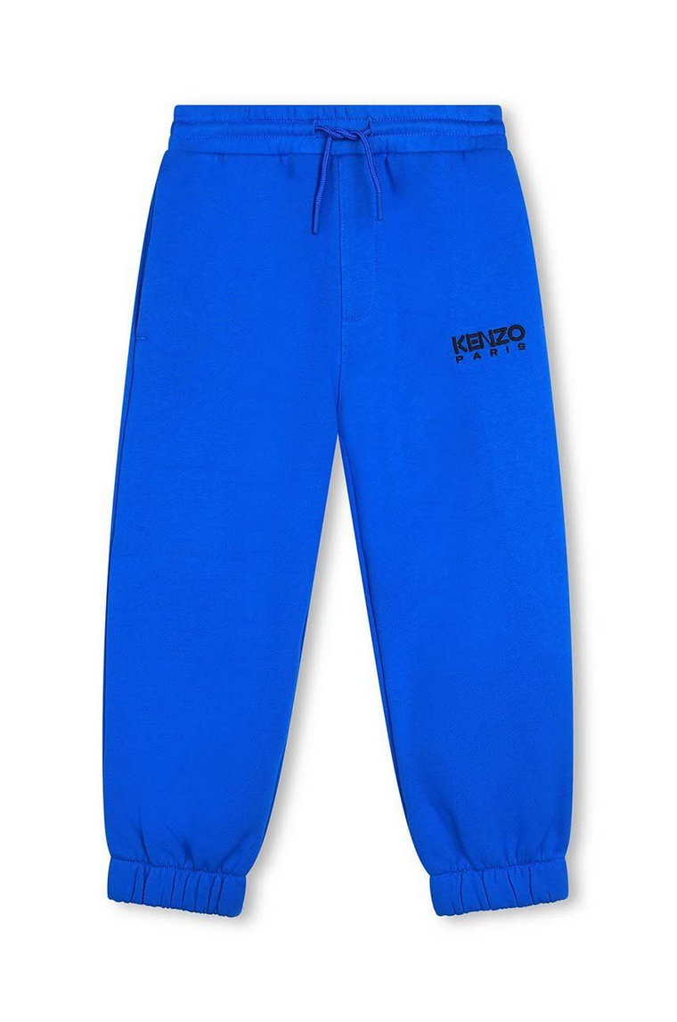 Kenzo Kids spodnie dresowe dziecięce kolor niebieski gładkie