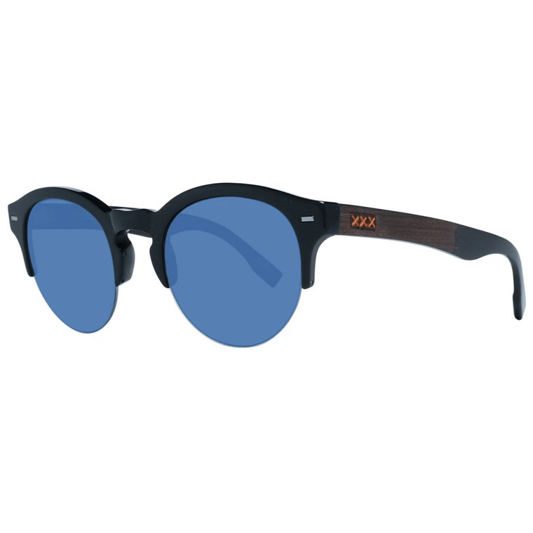 Czarne okrągłe okulary przeciwsłoneczne dla mężczyzn Ermenegildo Zegna