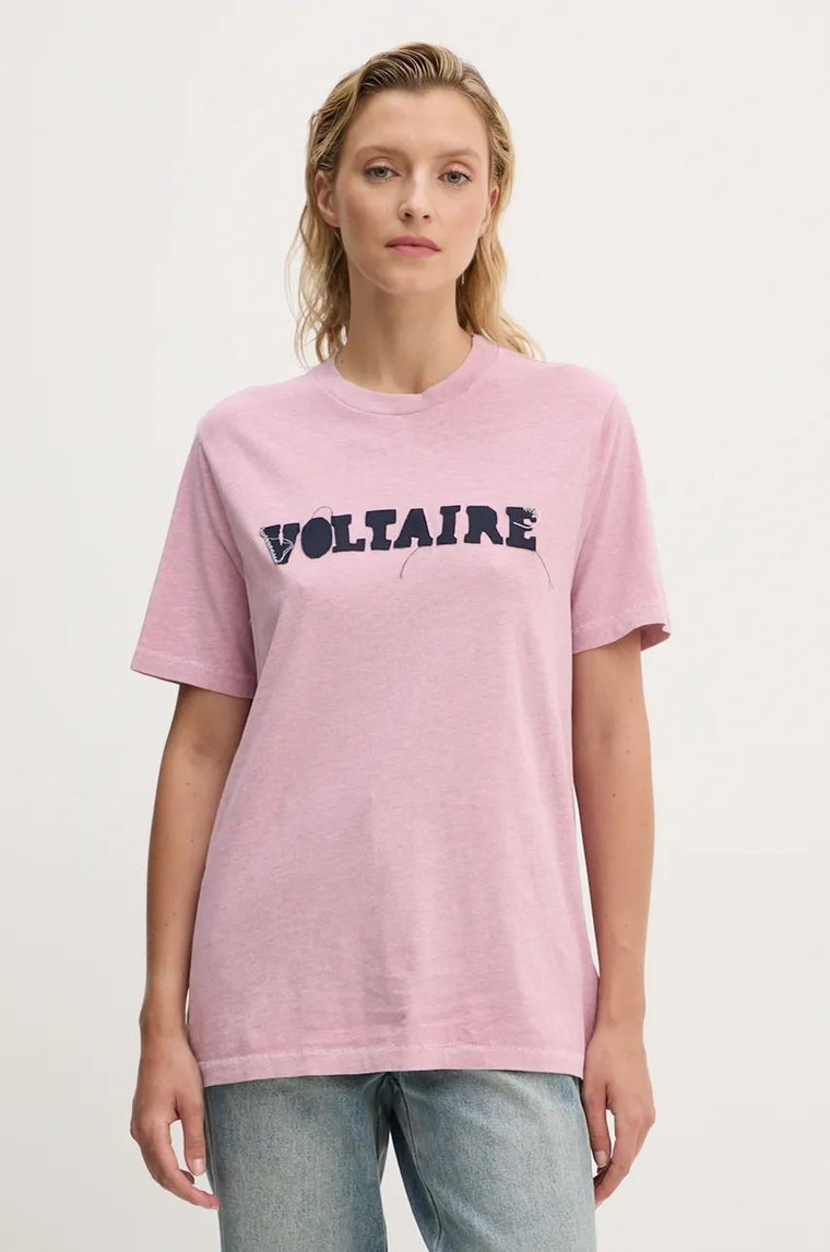 ZADIG&VOLTAIRE t-shirt bawełniany damski kolor różowy JWTS01688