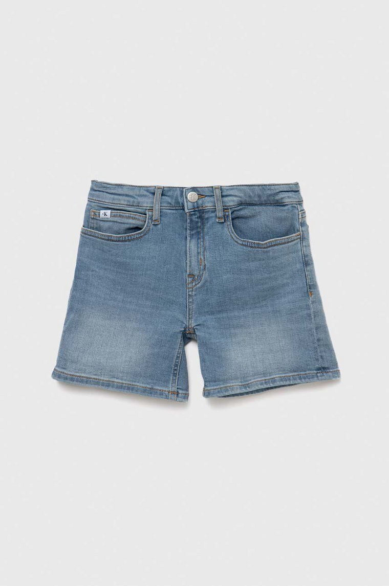 Calvin Klein Jeans szorty jeansowe dziecięce kolor niebieski gładkie regulowana talia