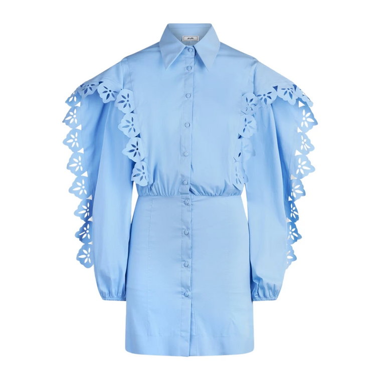 Niebieska Sukienka Koszulowa z Bawełny Jijil