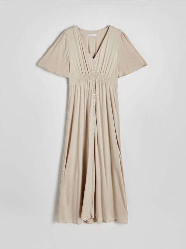 Reserved - Sukienka z wiskozy - beżowy
