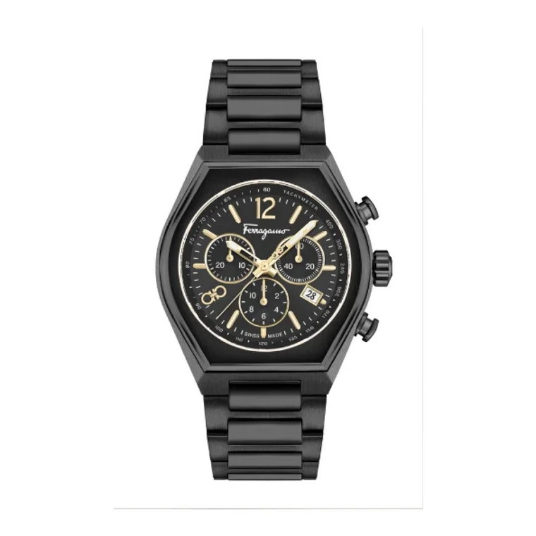 Czarny zegarek z tkaniny Salvatore Ferragamo