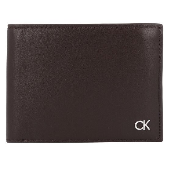 Calvin Klein Metal CK Portfel Ochrona RFID Skórzany 13 cm dark brown