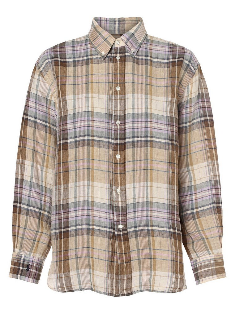 Polo Ralph Lauren - Damska bluzka lniana, beżowy|brązowy