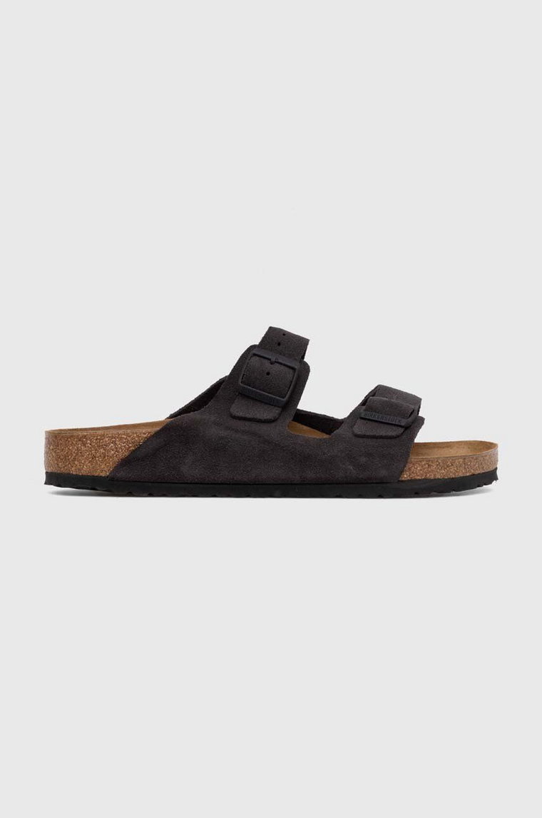 Birkenstock klapki zamszowe Arizona męskie kolor szary 1028603