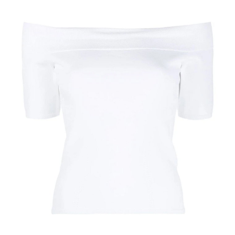 Biała T-shirt z odkrytymi ramionami Alexander McQueen