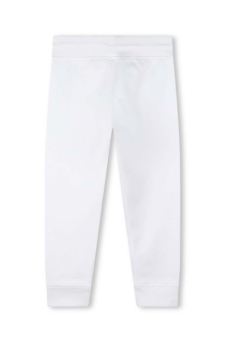 HUGO spodnie dresowe bawełniane dziecięce kolor biały z nadrukiem