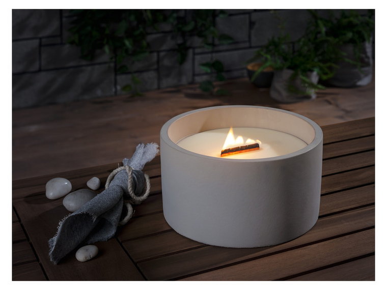 LIVARNO home Lampa oliwna / świeca betonowa z knotem drewnianym (Świeca okrągła outdoor)