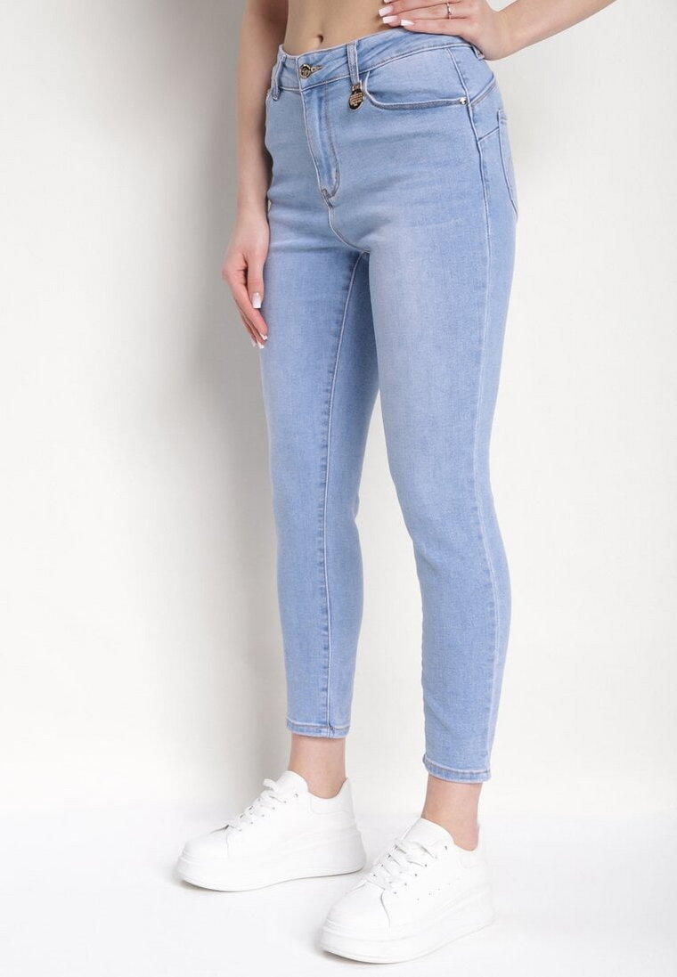 Jasnoniebieskie Jeansy Skinny z Regularną Talią Fionel