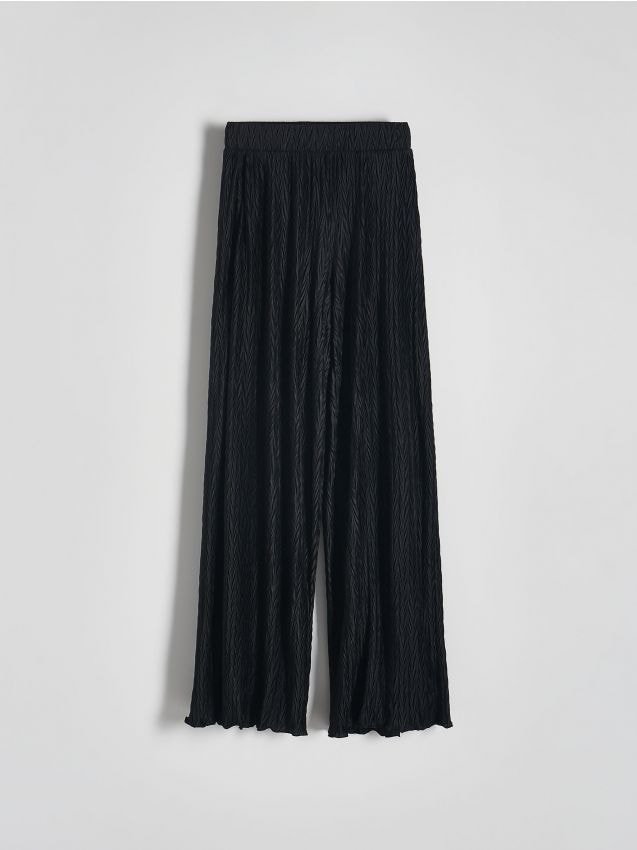 Reserved - Spodnie ze strukturalnej dzianiny - czarny