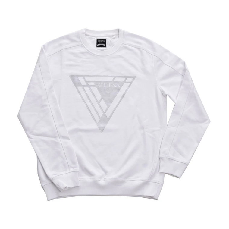 Bluza z logo Triangle - Biały, Prosty Krój, Długie Rękawy Guess