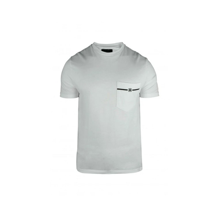 Biała Bawełniana Koszulka z Czarnym Logo Amiri