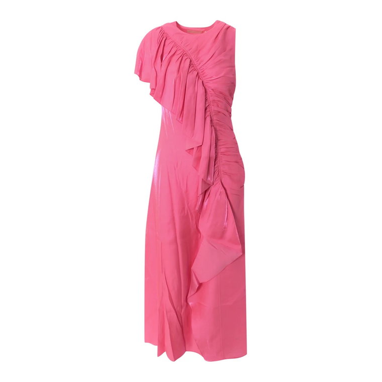 Różowa Długa Sukienka z Marszczeniami Aw23 Ulla Johnson