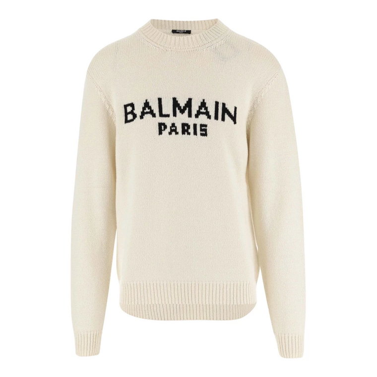 Sweter z bawełny z kontrastowym logo Balmain