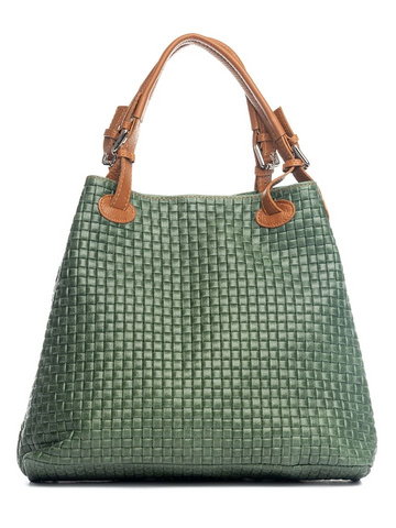 Lucca Baldi Skórzany shopper bag w kolorze zielonym - 37 x 45 x 15 cm