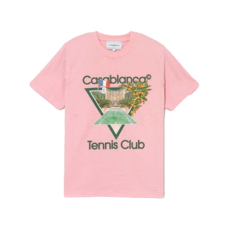 Różowa koszulka z logo Tennis Club Icon Casablanca