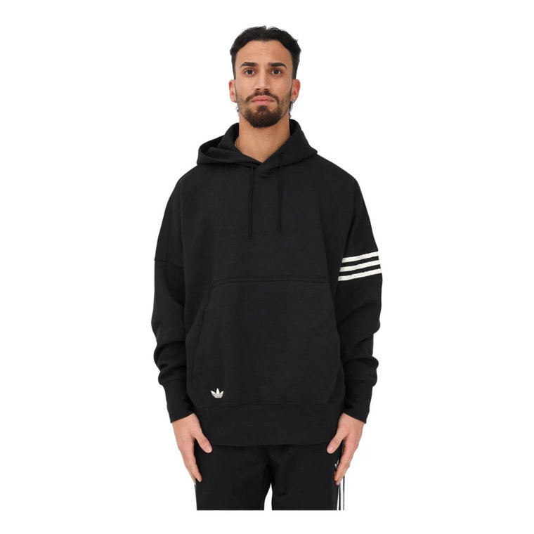 Czarny bluza z kapturem i detalami w paski Adidas Originals