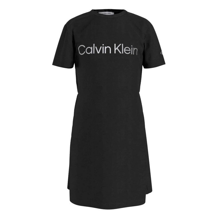 Urocza Sukienka z Otworem na Plecach i Logo Calvin Klein