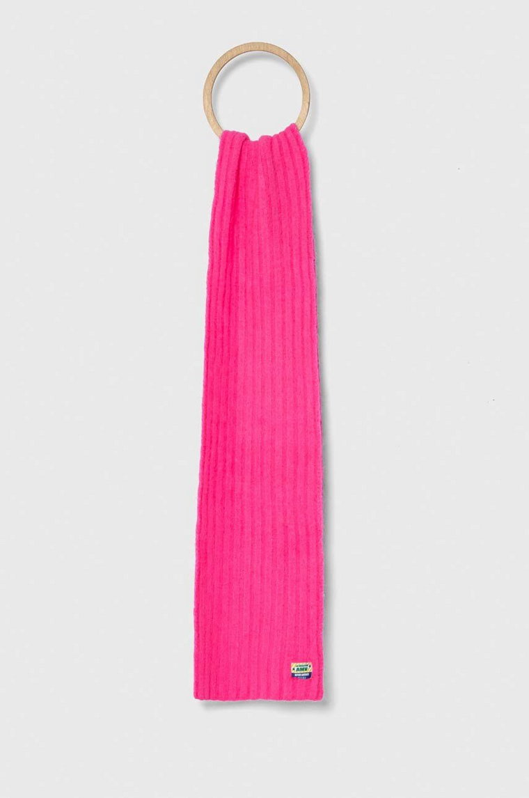 American Vintage szalik wełniany kolor różowy gładki