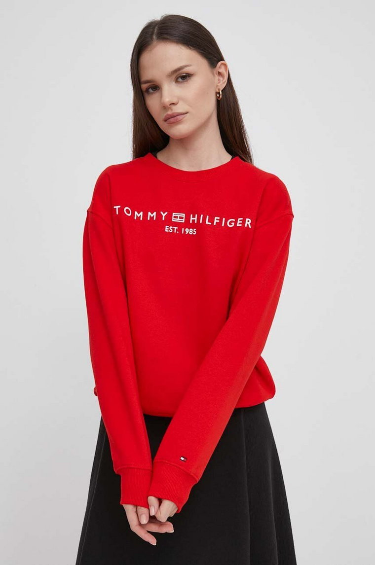 Tommy Hilfiger bluza damska kolor czerwony z nadrukiem