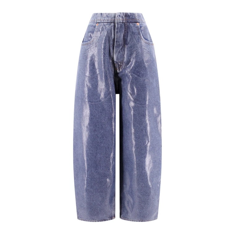Niebieskie Spodnie z Powlekanym Bawełną - Stylowe i Wygodne MM6 Maison Margiela