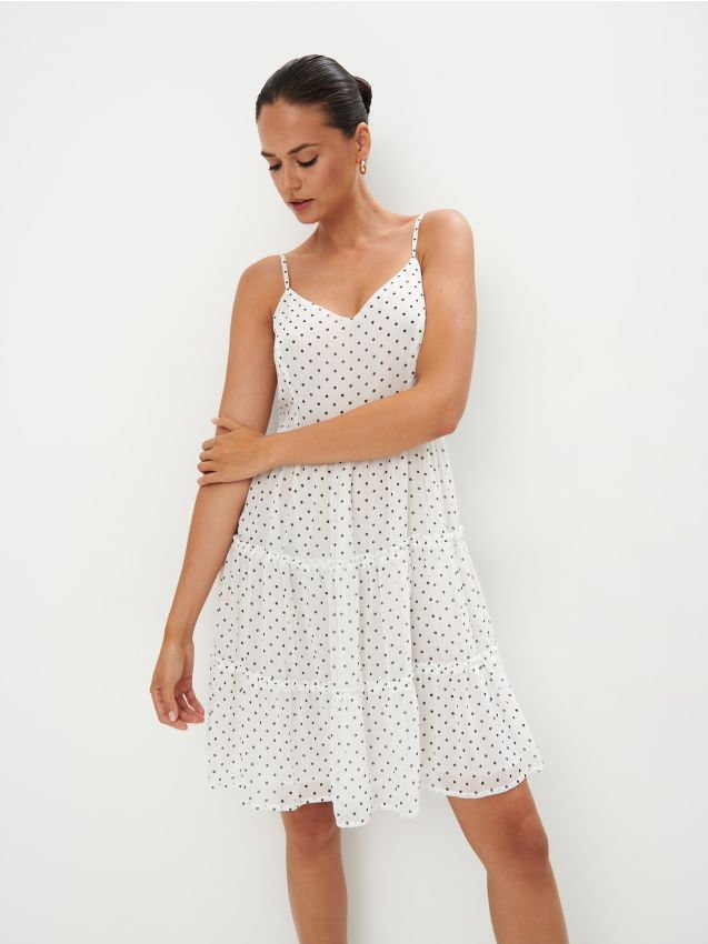 Mohito - Sukienka mini w grochy - biały