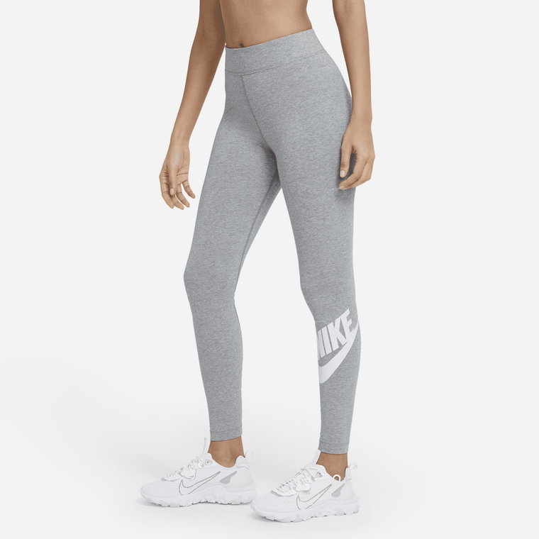Damskie legginsy z wysokim stanem i logo Nike Sportswear Essential - Szary