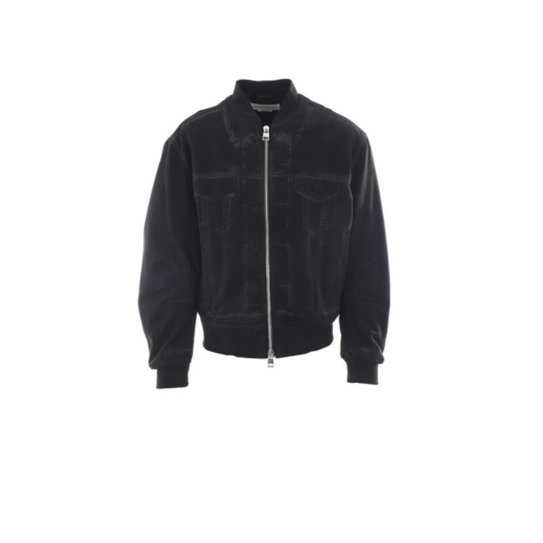 Czarna Kurtka Bomberowa z Denimu Ghostwash Alexander McQueen