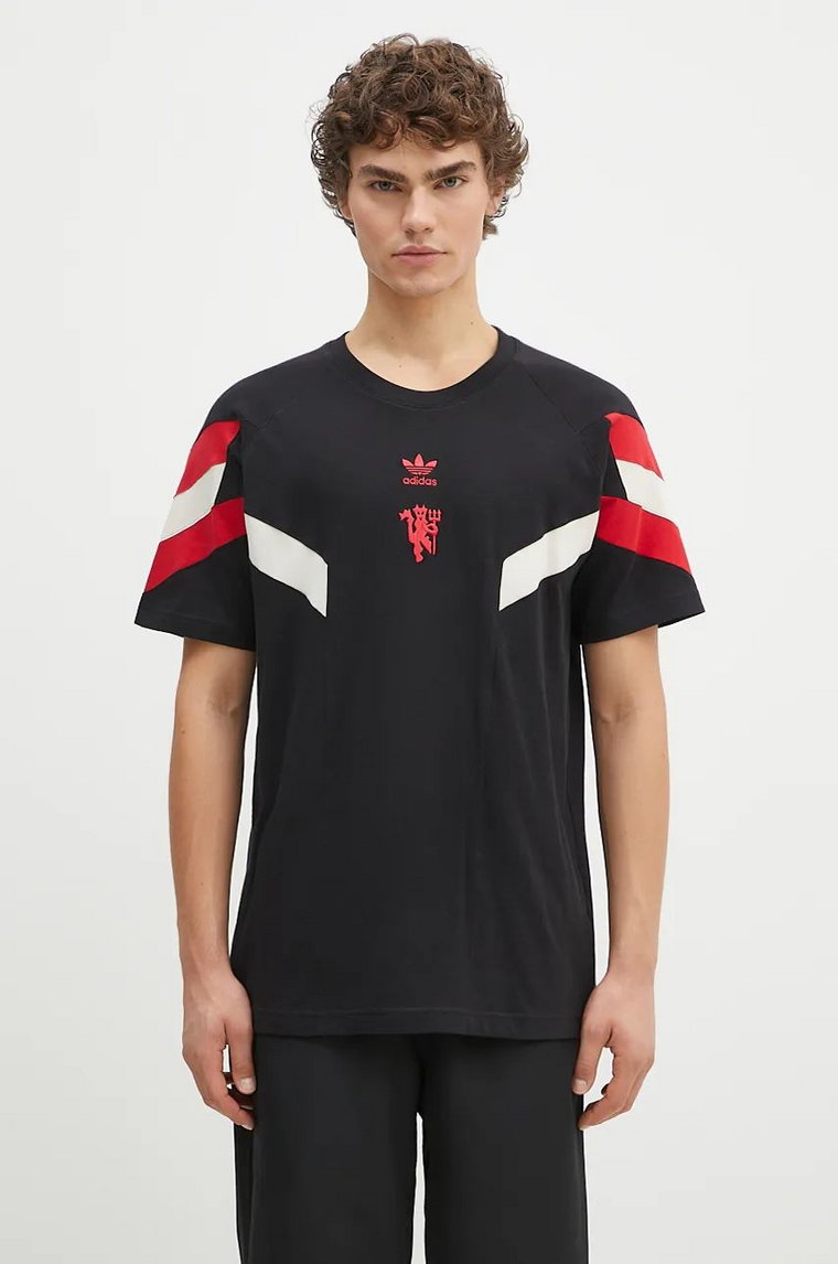 adidas Originals t-shirt bawełniany Manchester United OG Tee męski kolor czarny wzorzysty IS6519