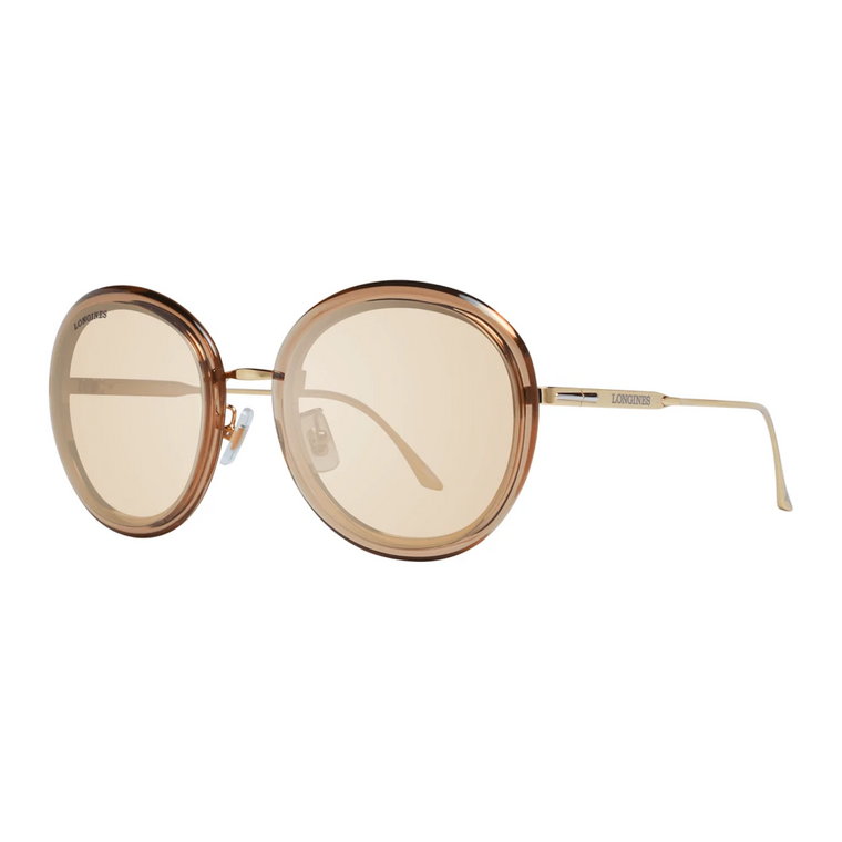 Brązowe Okrągłe Okulary Przeciwsłoneczne z Efektem Lustrzanym dla Kobiet Longines