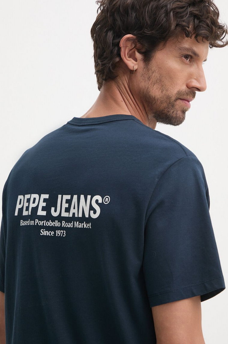 Pepe Jeans t-shirt bawełniany SAM TEE męski kolor granatowy z nadrukiem PM509433