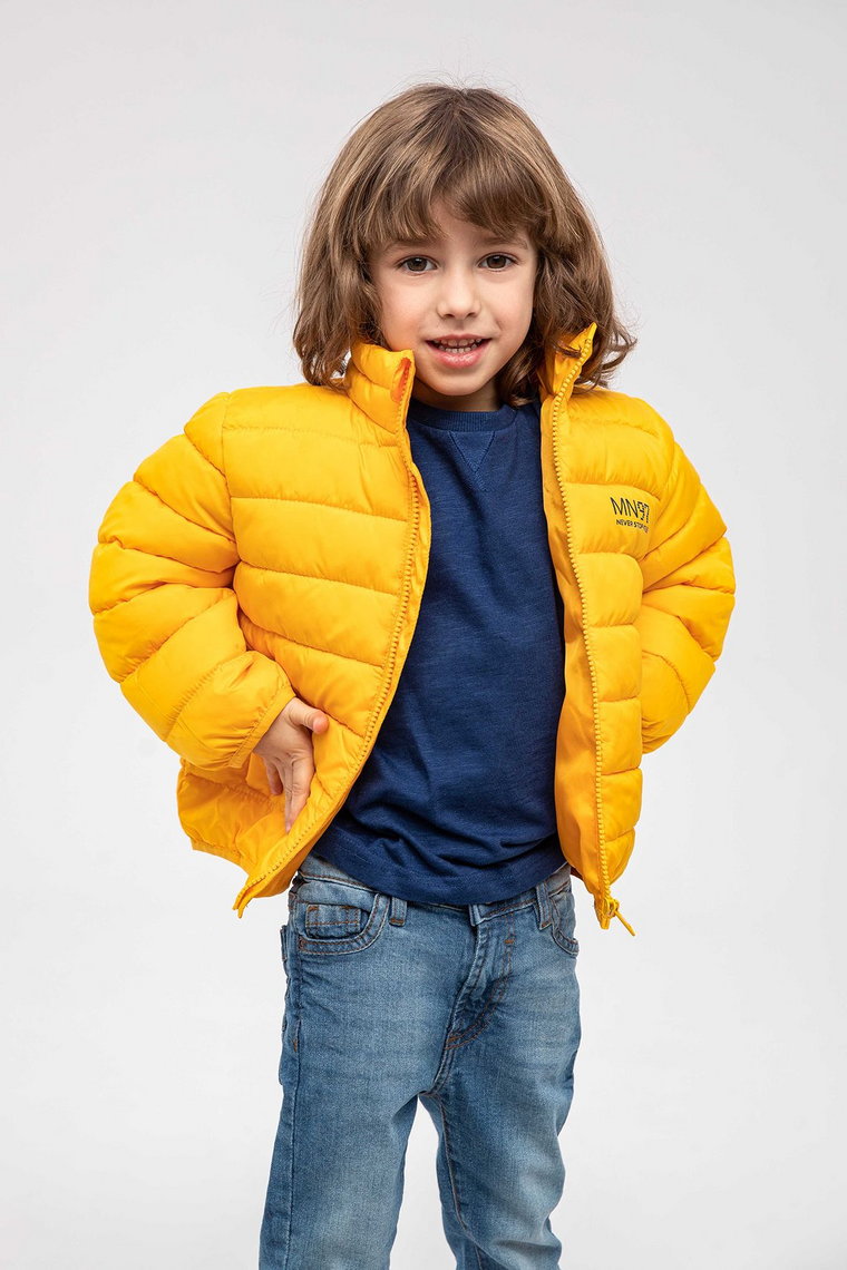 Wiosenna kurtka przejściowa chłopięca ze stójką - żółta