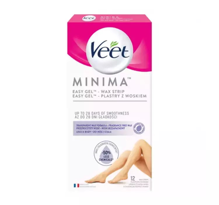 VEET MINIMA PLASTRY Z WOSKIEM DO DEPILACJI NÓG I CIAŁA 12 SZTUK