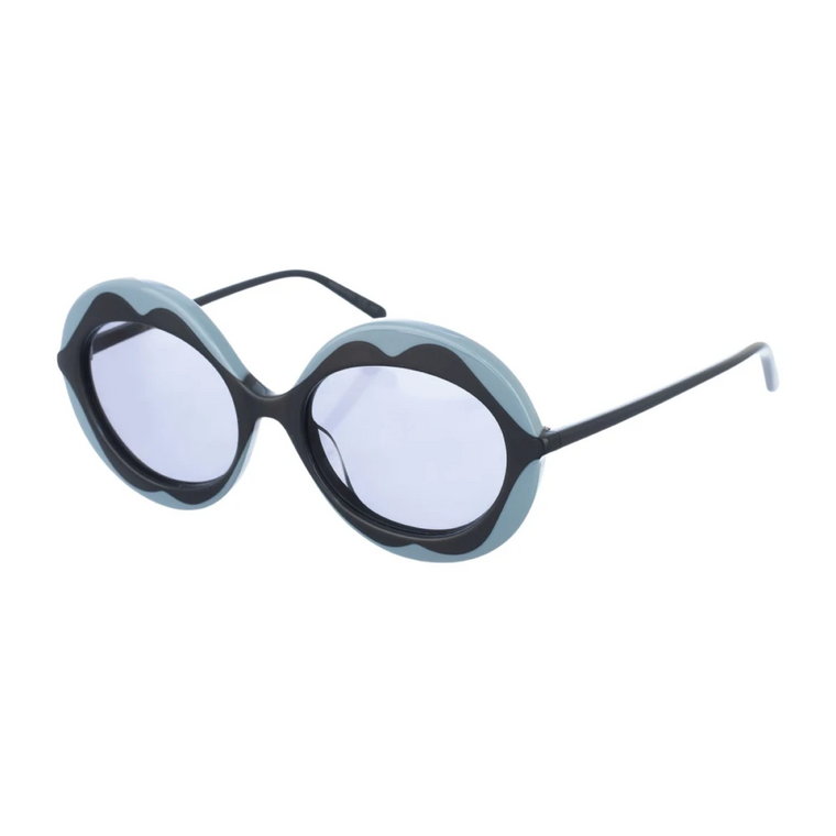 Owalne Niebiesko-Szare Okulary przeciwsłoneczne Marni