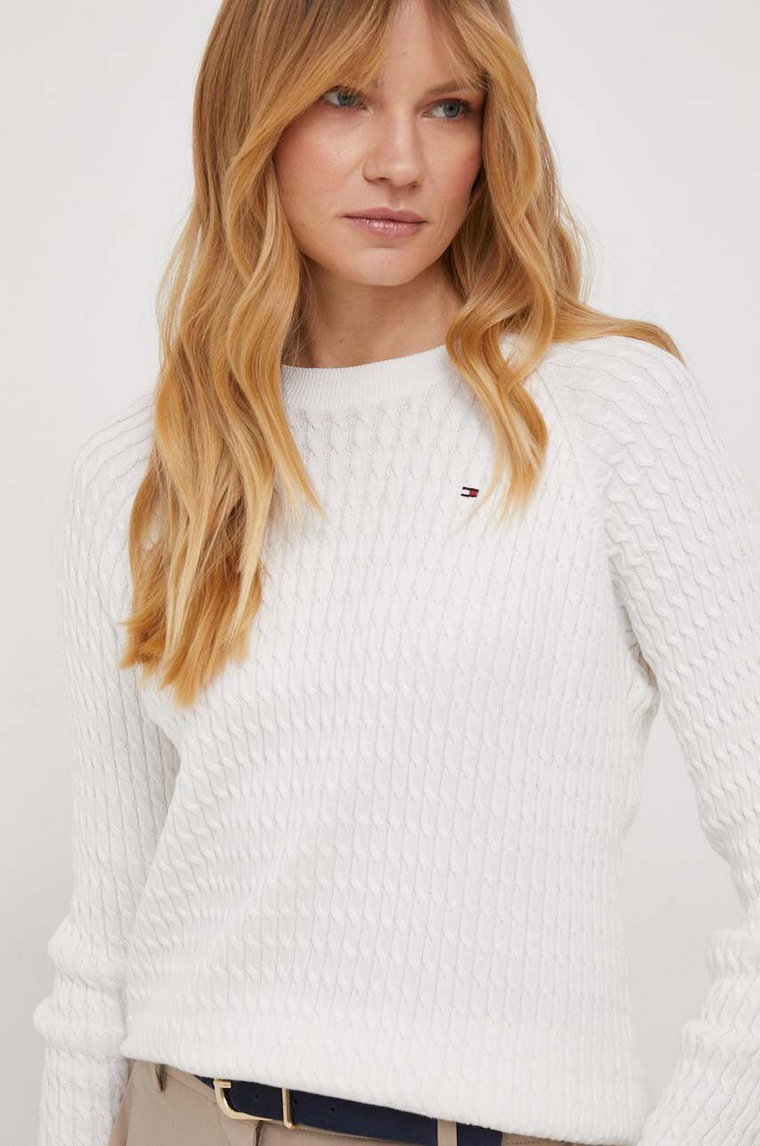 Tommy Hilfiger sweter bawełniany kolor biały lekki