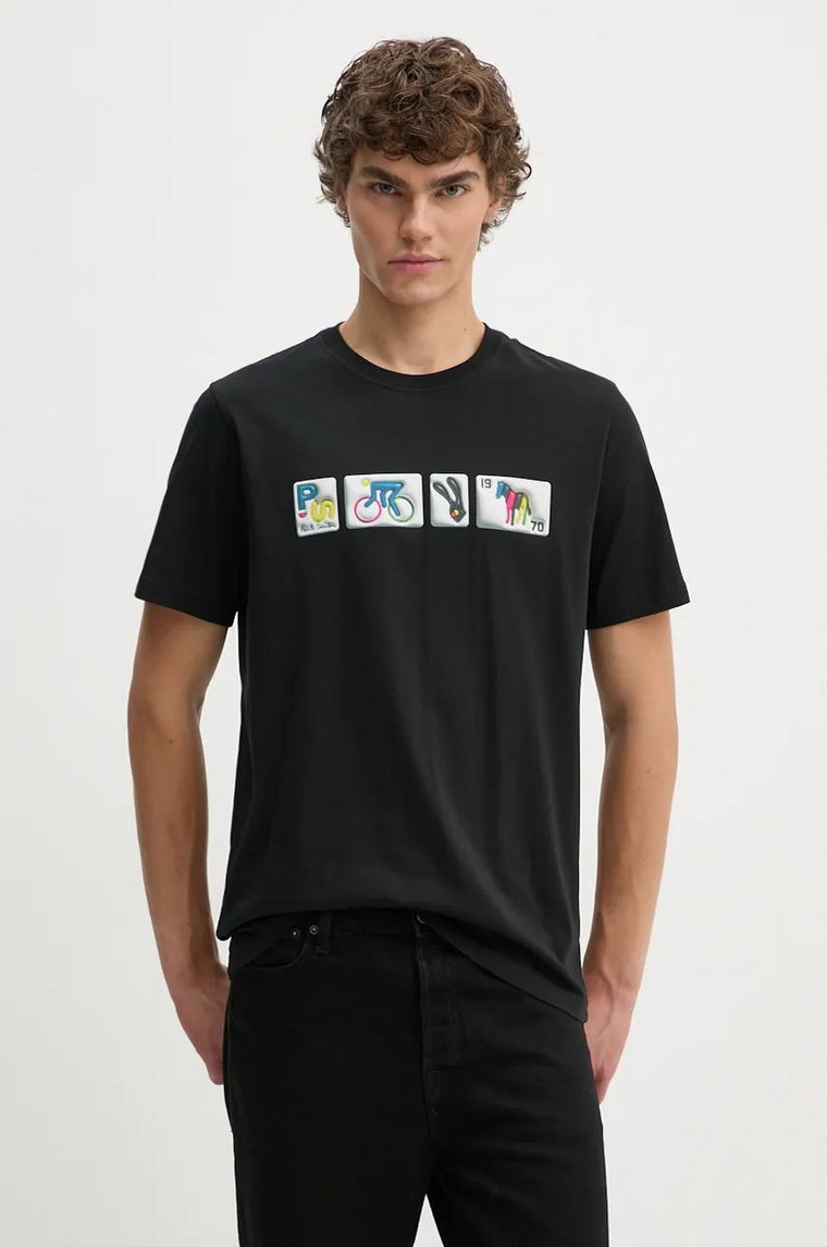 PS Paul Smith t-shirt bawełniany męski kolor czarny z nadrukiem M2R.011R.NP4805