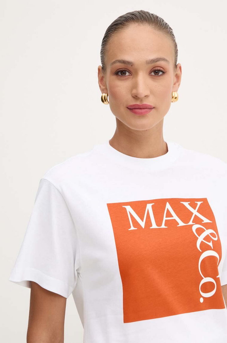 MAX&Co. t-shirt bawełniany damski kolor biały 2428976024200