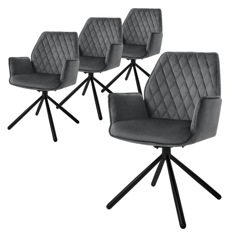 Zestaw 4 obrotowych krzeseł do jadalni krzesło do jadalni fotel obrotowy 180 aksamitne krzesło do salonu