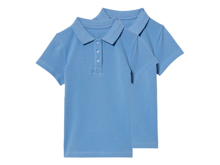 Komplet 2 koszulek polo dziewczęcych (146/152, Niebieski)
