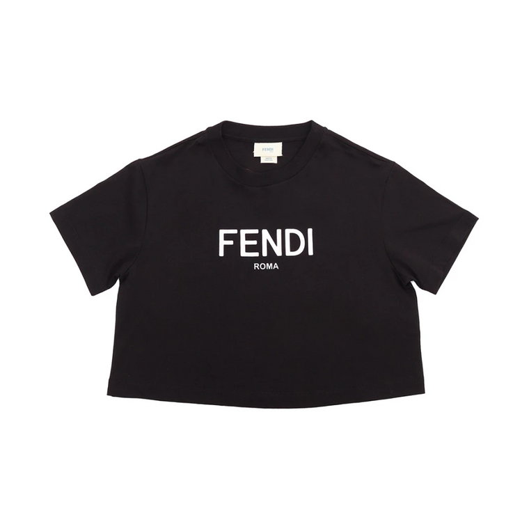 Dziecięce Czarne Koszulki i Pola z Logo Fendi Roma Fendi