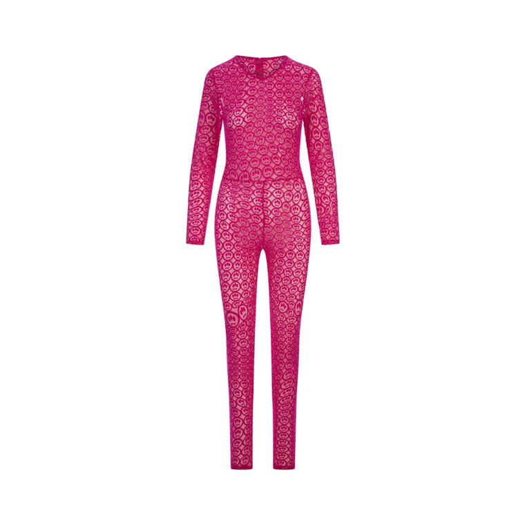 Fuchsia Mesh Velvet-Effect Jumpsuit Barrow