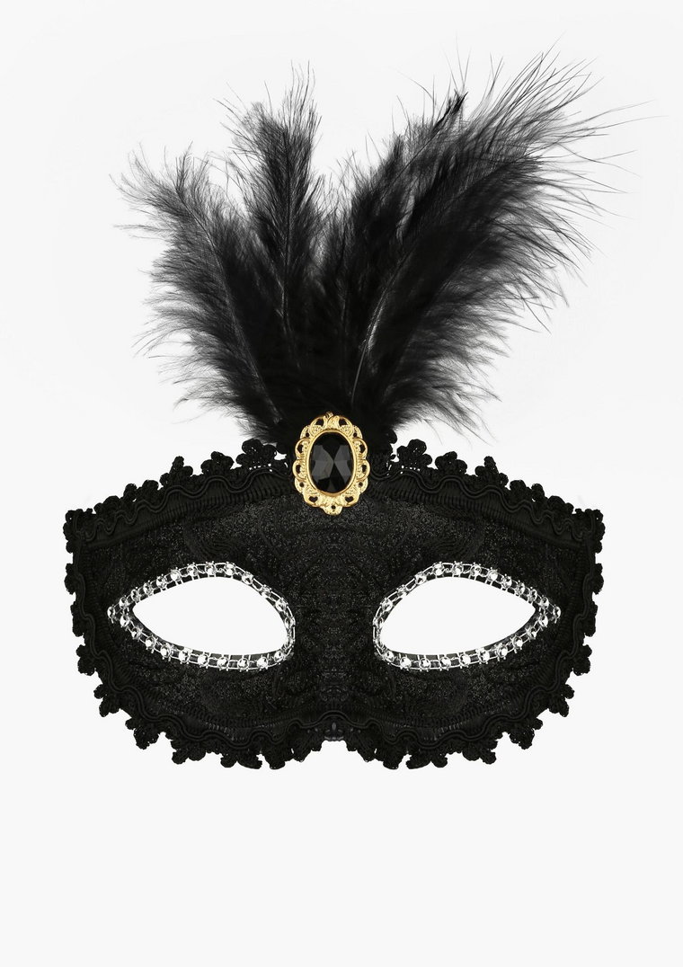 Maska karnawałowa z piórami i błyszczącymi kryształkami Hot Poupee Marilyn