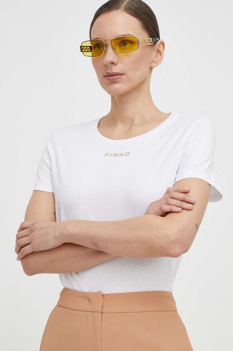 Pinko t-shirt bawełniany Answear Exclusive damski kolor biały 100355.A22Q